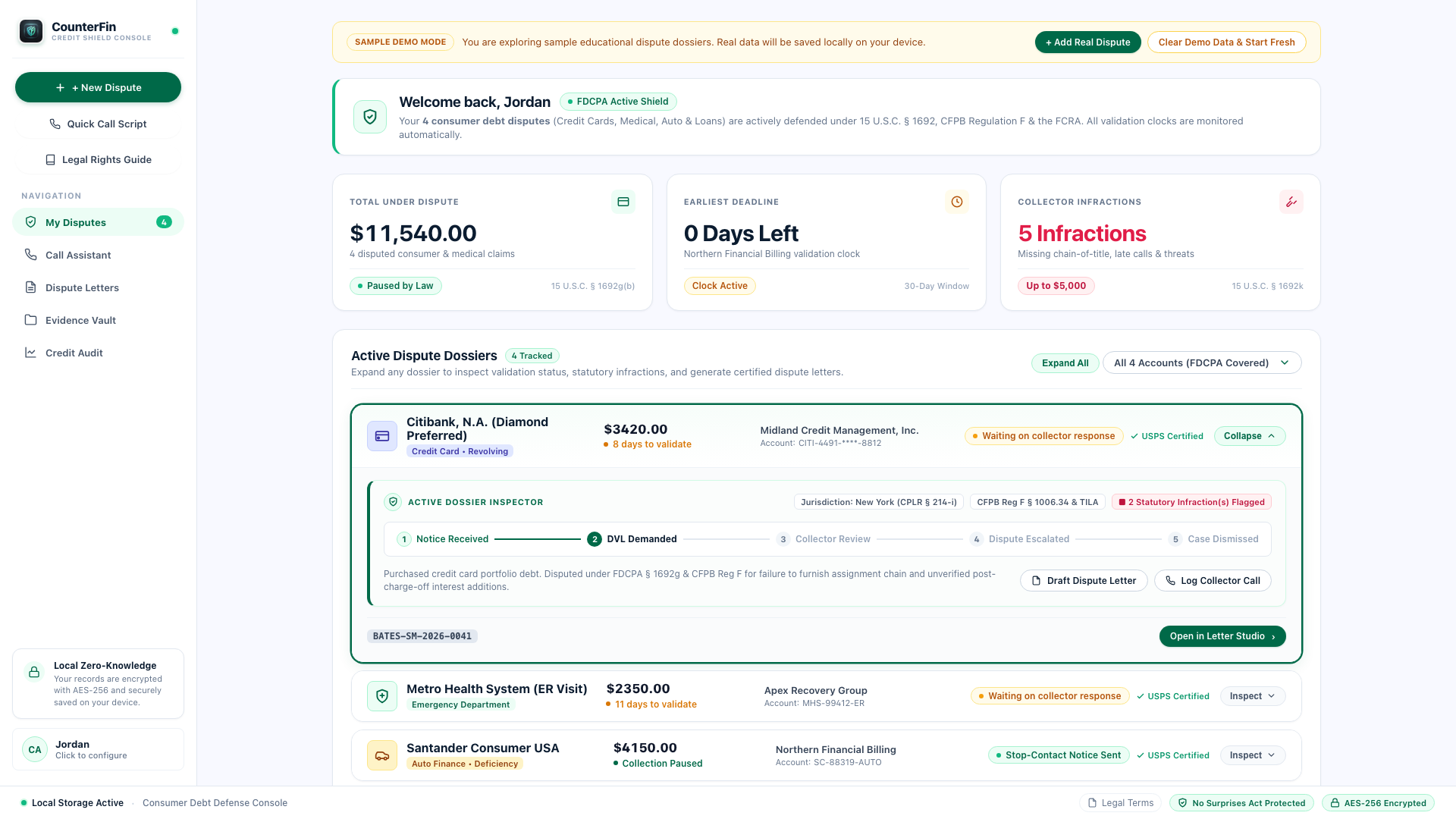 DebtShark Active Dashboard Screenshot