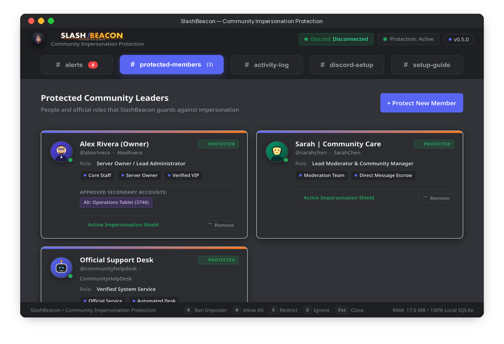 SlashBeacon Active Protection Dashboard