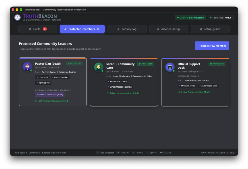 TruthBeacon Active Protection Dashboard